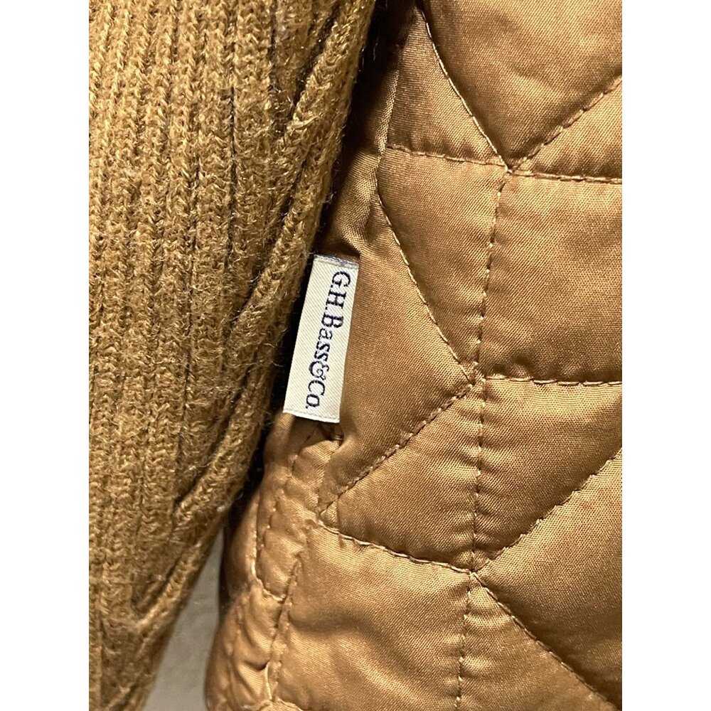 G.H. Bass & Co. Women’s Quilted Jacket Size L Brown Ribbed Sleeves Zip Up - Picture 12 of 16